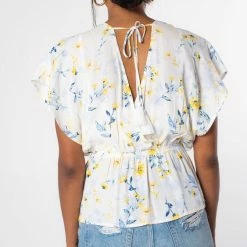 Love Stitch Tops The Nantucket Creamy Yellow Floral