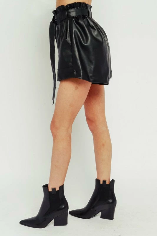 Olivaceous The Aria Vegan Leather Shorts