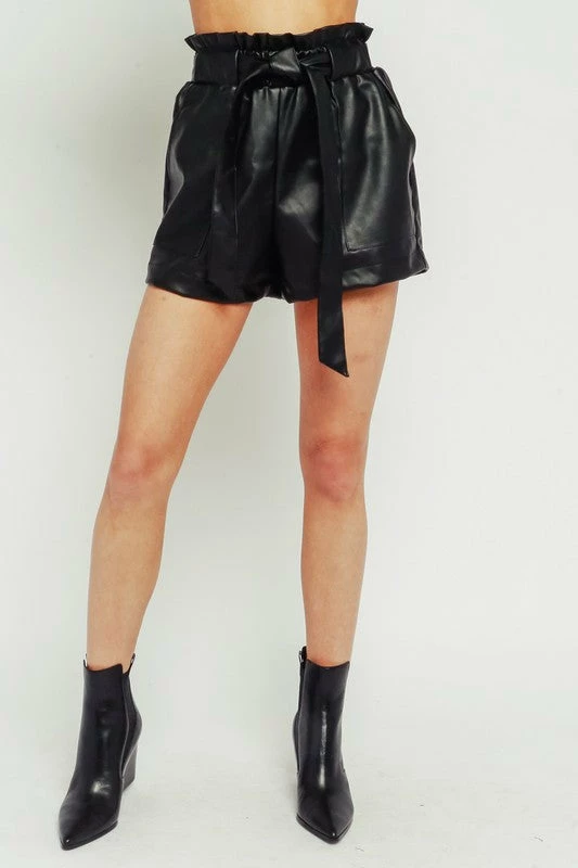 Olivaceous The Aria Vegan Leather Shorts
