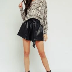 Olivaceous The Aria Vegan Leather Shorts