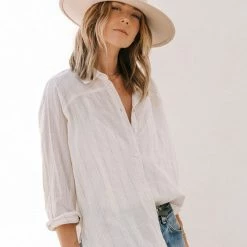 Love Stitch The Cora Ivory Striped Button Up Shirt Tops