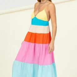 Hyfve The Kara Cami Color Block Tiered Maxi Dress Dresses