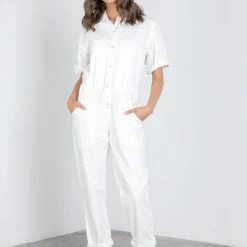Mod Ref The Winnett Button Front Short Sleeve Jumpsuit Jumpsuits
