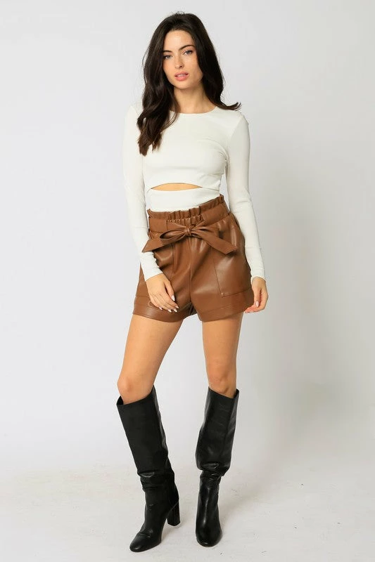 Olivaceous The Aria Vegan Leather Shorts
