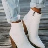 SOTD Footwear The Kathy White Leather Booties