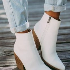 SOTD Footwear The Kathy White Leather Booties