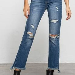 Denim Lab USA The Gabby Medium Wash High Rise Straight Leg Jeans