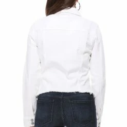 Eunina The Abby White Lily Raw Hem Denim Jacket Tops
