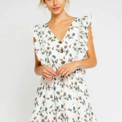 Olivaceous Dresses The Fallon Floral Button Up Ruffle Mini Dress