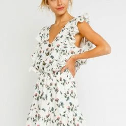 Olivaceous Dresses The Fallon Floral Button Up Ruffle Mini Dress