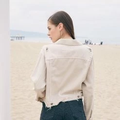 Mustard Seed The Briley Bone Raw Hem Denim Jacket