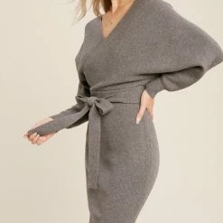 BluIvy The Pamela Crossover Sweater Midi Dress Sweaters