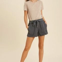 Wishlist The Brenna Charcoal Paperbag Tencel Shorts