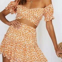 One & Only Collection Tops The Carmen Orange Floral Print Crop Top