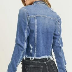 Risen The Dorit Distressed Vintage Frayed Hem Jacket