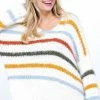 Newbury Kustom Tops The Fiona Multi-Color Striped Fuzzy Knit Sweater