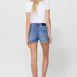 Vervet The Ellie High Rise Cutoff Denim Shorts In Medium Wash