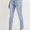 Just USA The Justine Light Wash High Rise Straight Raw Hem Jeans