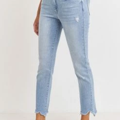 Just USA The Justine Light Wash High Rise Straight Raw Hem Jeans