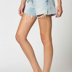 Hidden Jeans The Harlow Light Wash Classic Side Slit Mom Shorts