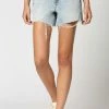 Hidden Jeans The Harlow Light Wash Classic Side Slit Mom Shorts