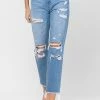 Vervet The Billie Distressed Raw Hem Mom Jeans