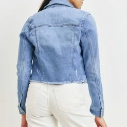 Just USA The Jokayla Light Wash Raw Hem Denim Jacket Tops