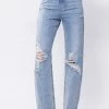 Sneak Peek The Elise Super High Rise 90's Medium Wash Distressed Jeans