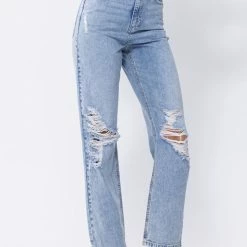 Sneak Peek The Elise Super High Rise 90's Medium Wash Distressed Jeans
