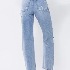 Sneak Peek The Elise Super High Rise 90's Medium Wash Distressed Jeans
