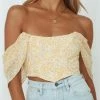 One & Only Collection Tops The Summer Days Yellow Floral Print Corset Top