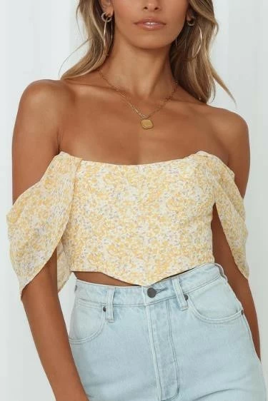 One & Only Collection Tops The Summer Days Yellow Floral Print Corset Top