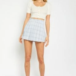 Olivaceous The Cassie White Cropped Short Sleeve Sweater