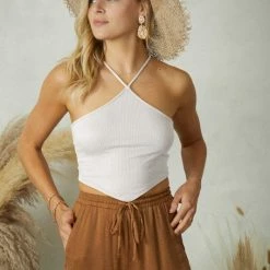 Endless Blu Tops The Eleanor Ribbed Halter Tank Top