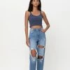 Cello The Noelle High Rise Double Roll Cuff Mom Jeans
