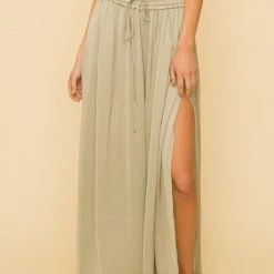 Hem And Thread The Amora Olive Split Hem Maxi Skirt Skirts
