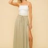 Hem And Thread The Amora Olive Split Hem Maxi Skirt Skirts