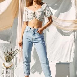 Endless Blu Tops The Kassie Pink And Sage Floral Crop Top