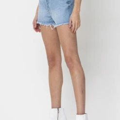 Cello The Brody Light Wash High Rise Mom Denim Shorts