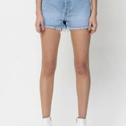 Cello The Brody Light Wash High Rise Mom Denim Shorts