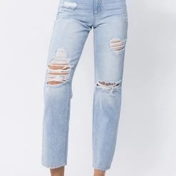 Sneak Peek The Halsey 90's High Rise Distressed Straight Leg Jeans