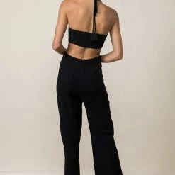 Style Rack The Festival Black Cutout Linen Jumpsuit Jumpsuits