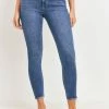 Just Panamaco Inc The Reagan Raw Hem High Rise Skinny Jeans In Dark Wash
