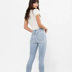 Sneak Peek The Landon Light Blue High-Rise Skinny Jeans With Ripped Knees