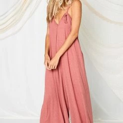 Ces Femme The Riley Rust Shoulder-Tie Jumpsuit Jumpsuits