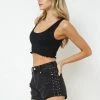 Blue B The Starla Studded Black Denim Shorts