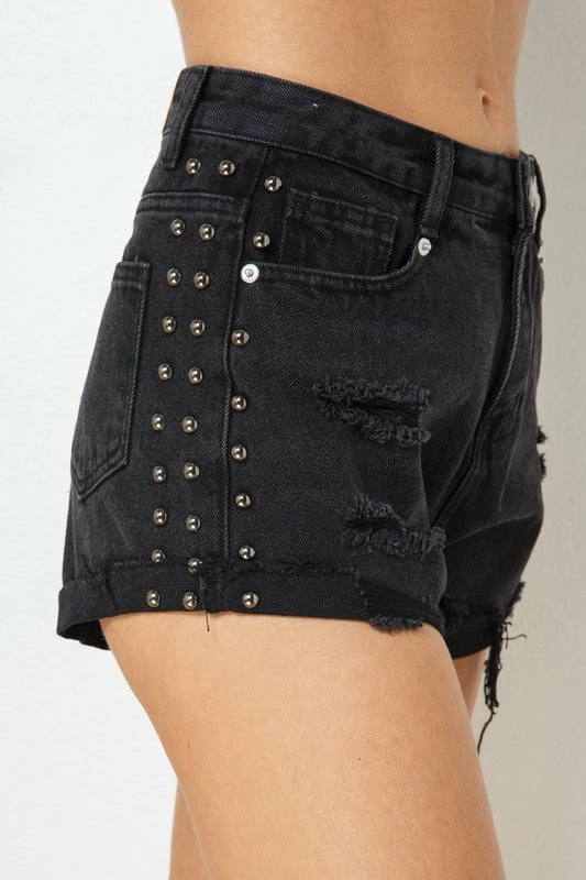 Blue B The Starla Studded Black Denim Shorts