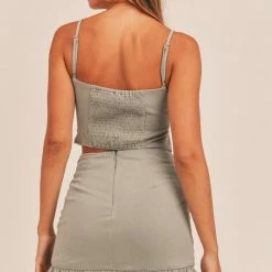 Mable Tops The Sienna Tie Front Cinched Mini Skirt Set