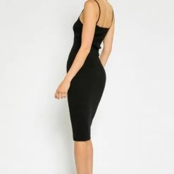 Olivaceous The Freddie Square Neck Ribbed Midi Dress