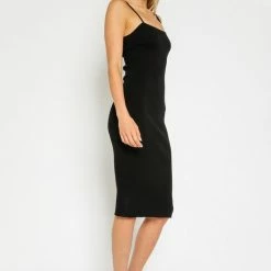 Olivaceous The Freddie Square Neck Ribbed Midi Dress